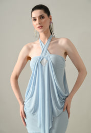Drape Halter Mini Dress