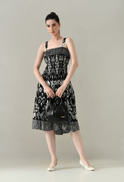 Printed Smocked Midi Dress