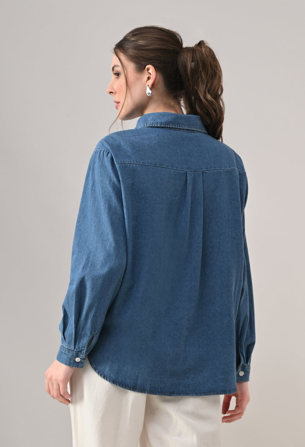 Heart Motif Denim Shirt