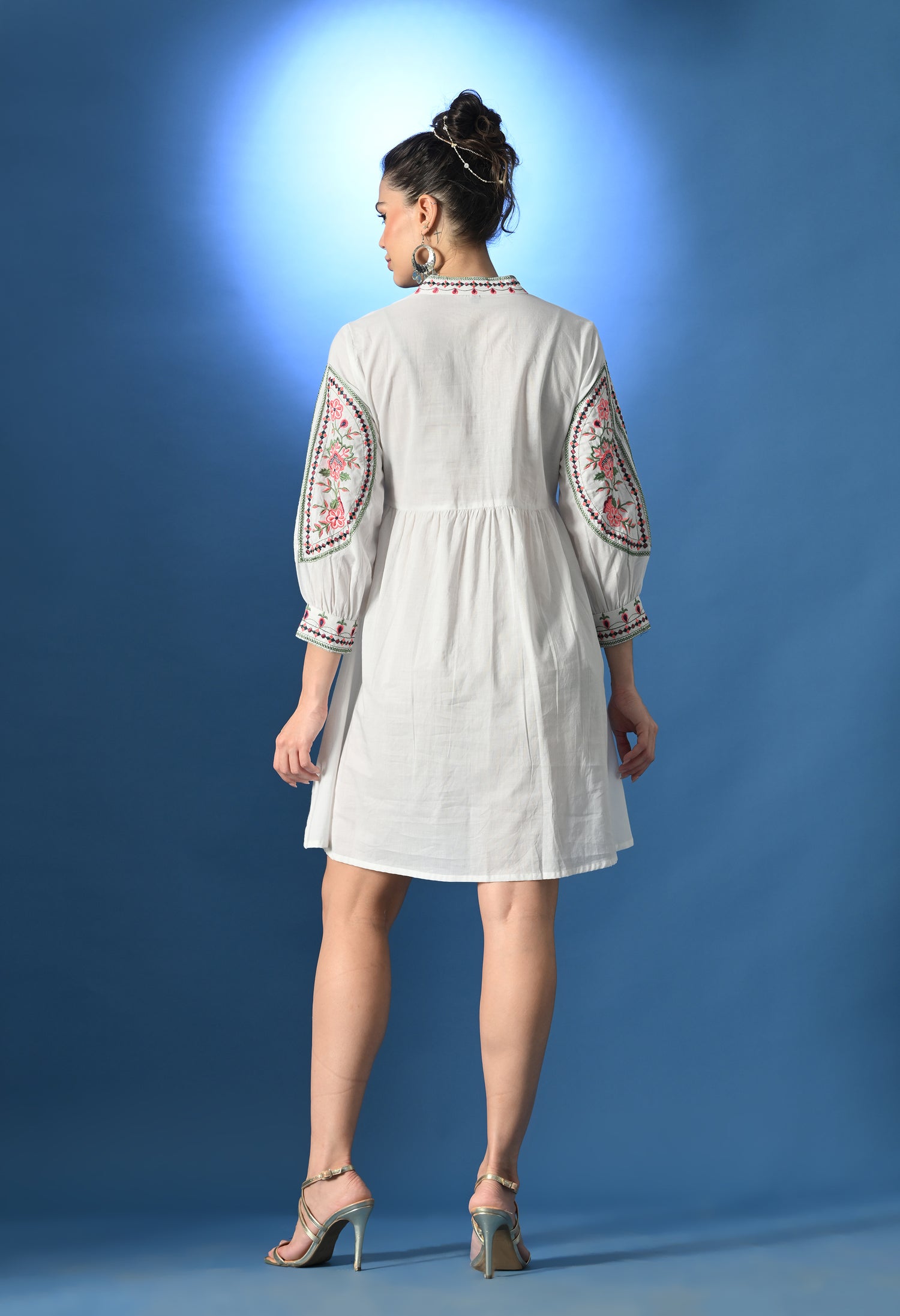 Shellora White Embroidered Dress