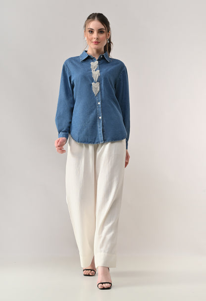 Heart Motif Denim Shirt