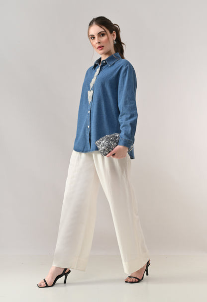 Heart Motif Denim Shirt