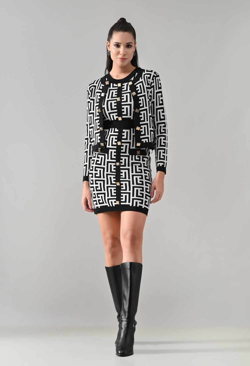 Opulent Knitted Two-piece Dress