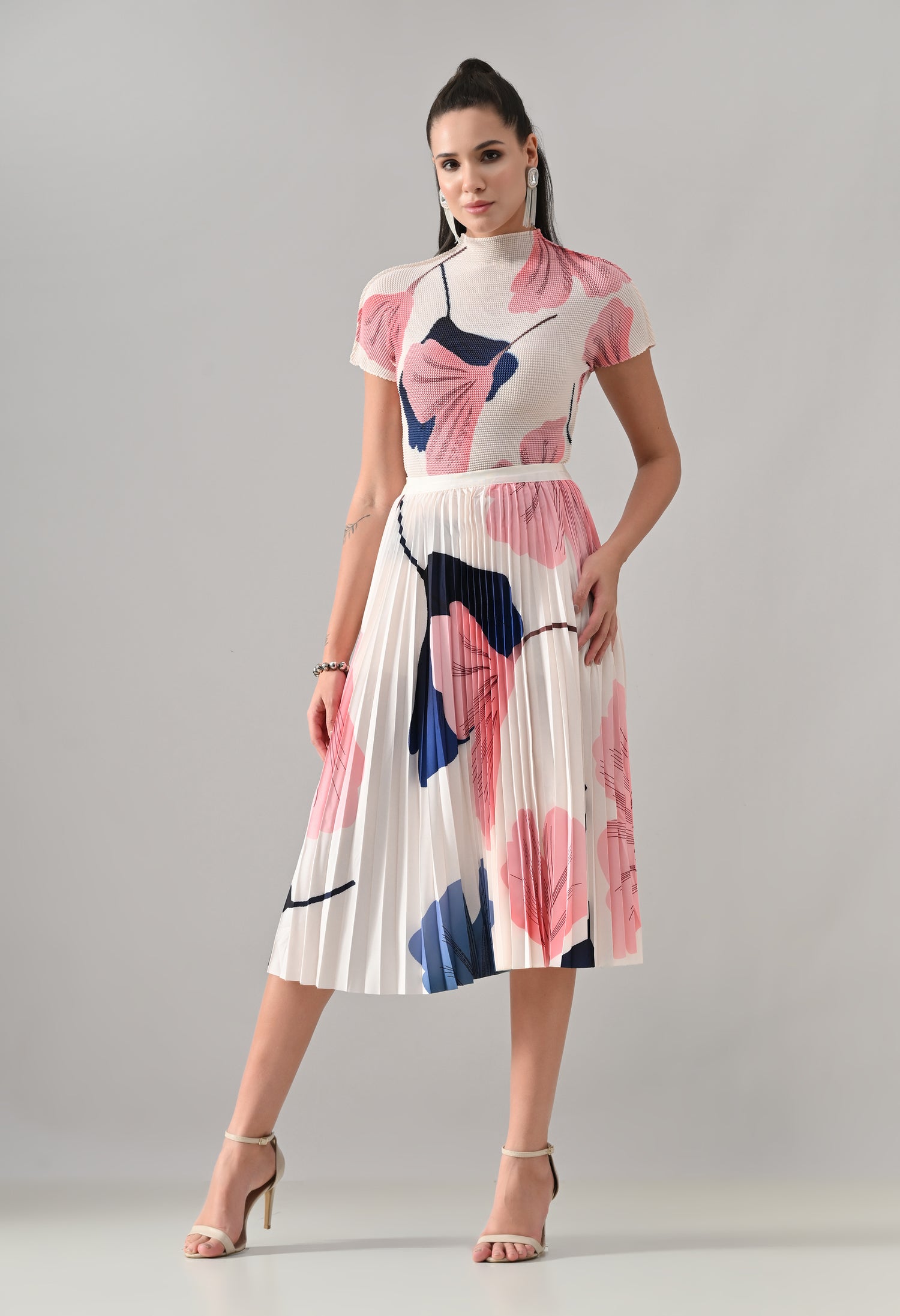 Peach Pleated Co-ord Set