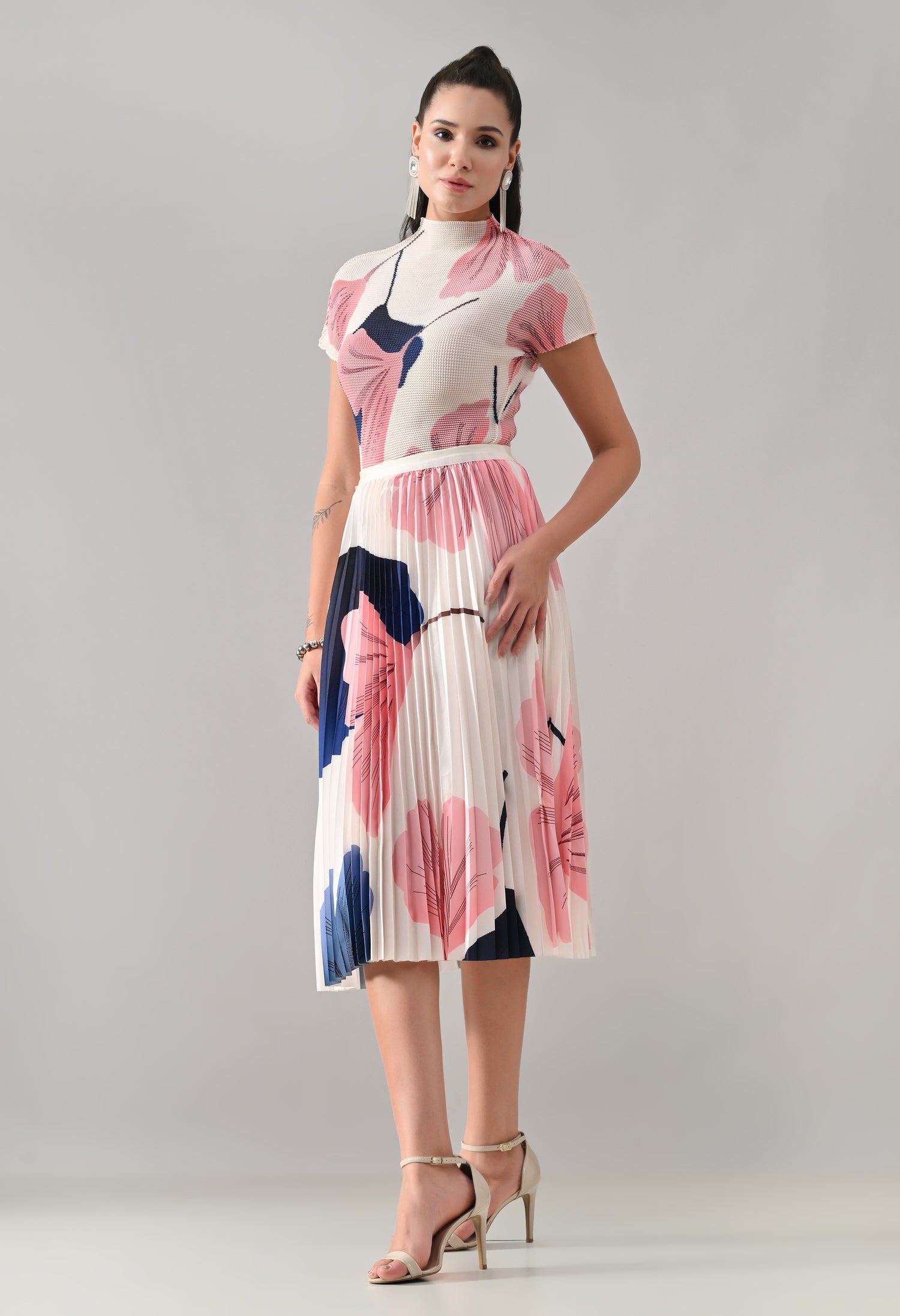 Peach Pleated Co-ord Set