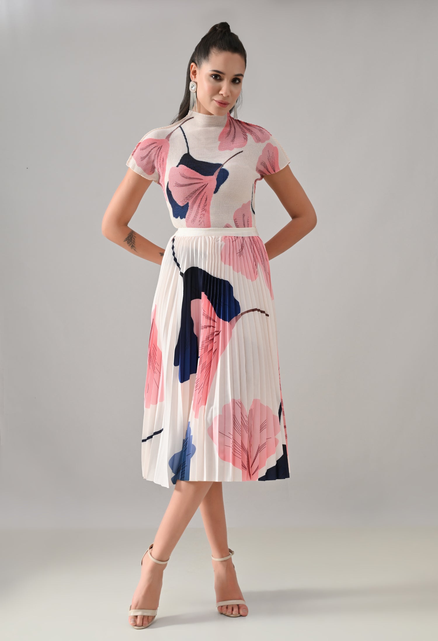 Peach Pleated Co-ord Set