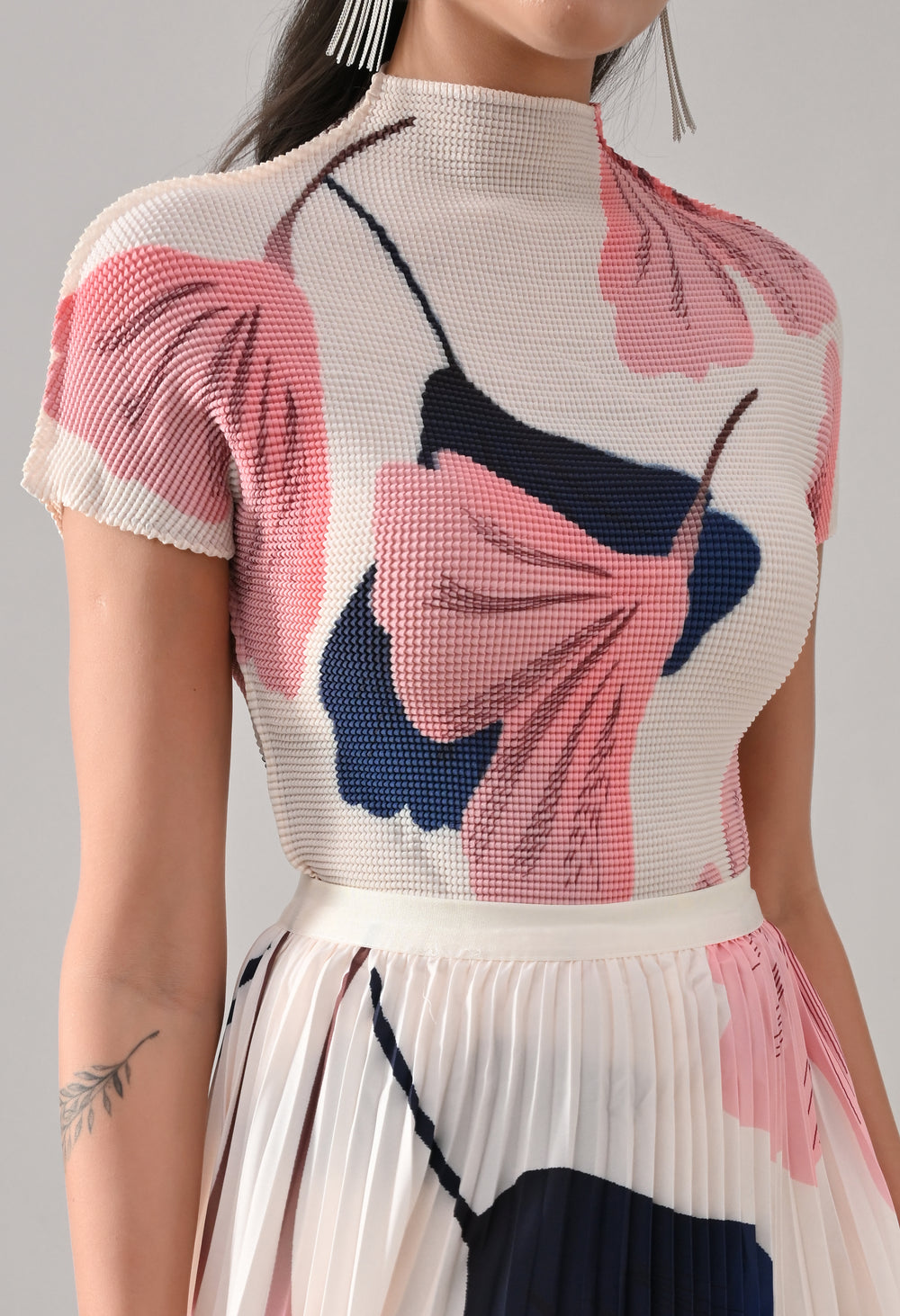 Peach Pleated Co-ord Set