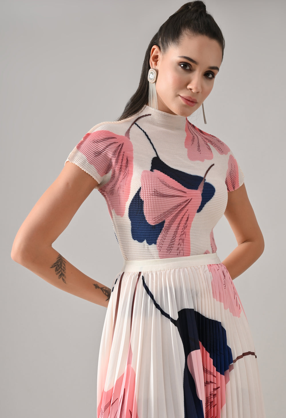 Peach Pleated Co-ord Set