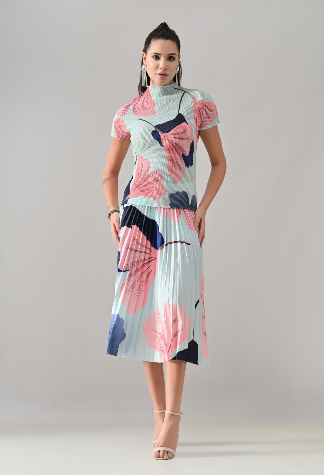 Aqua Pleated Co-ord Set