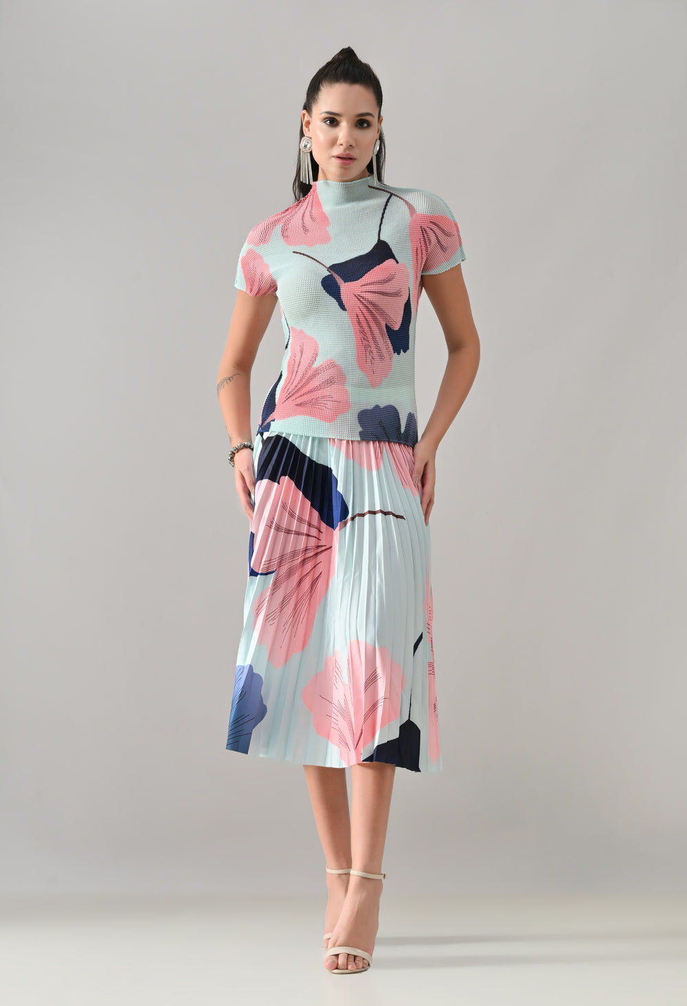 Aqua Pleated Co-ord Set