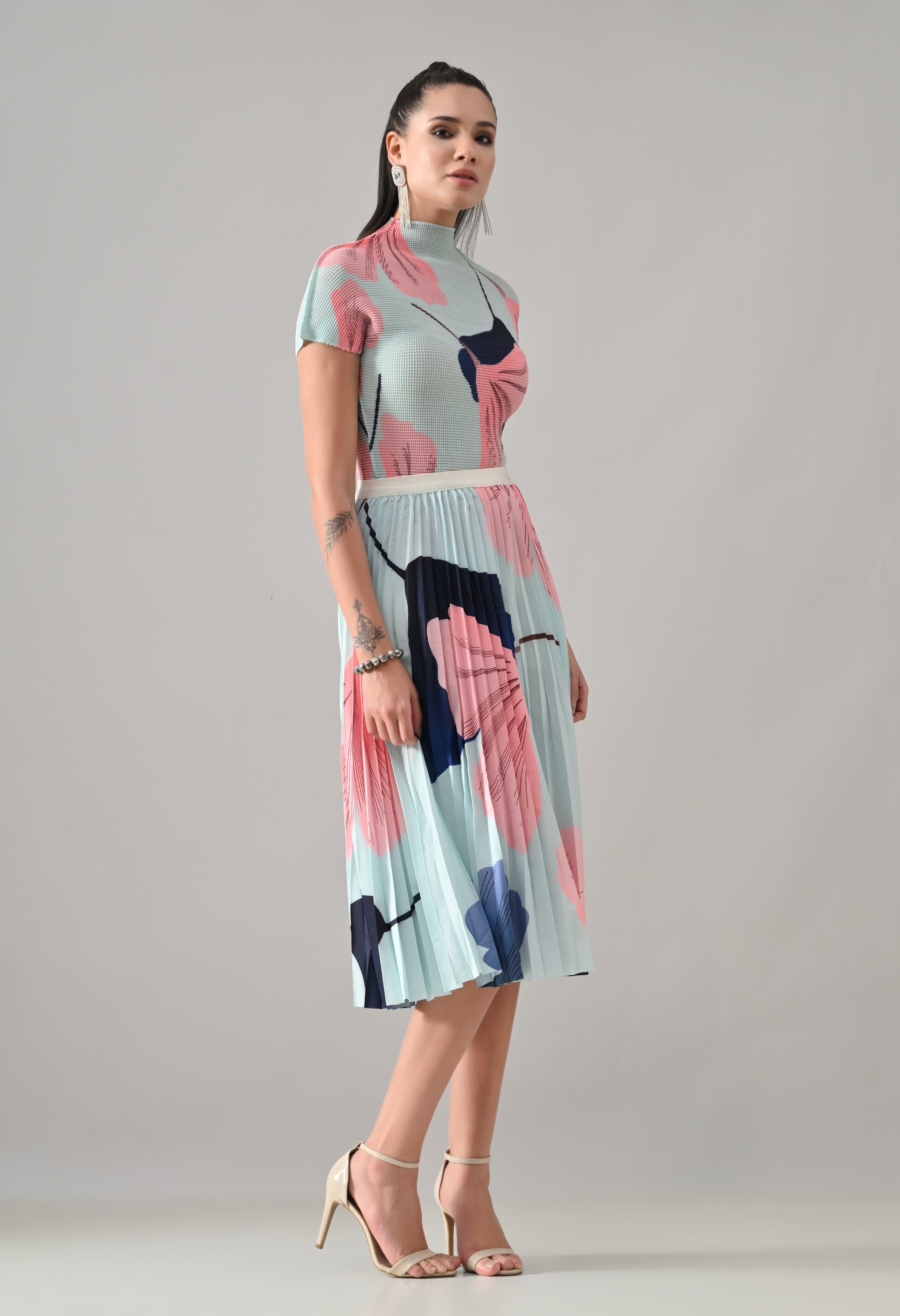 Aqua Pleated Co-ord Set