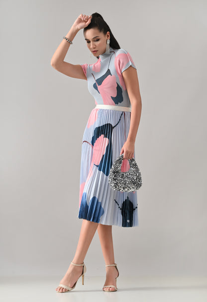 Blue Pleated Co-ord Set