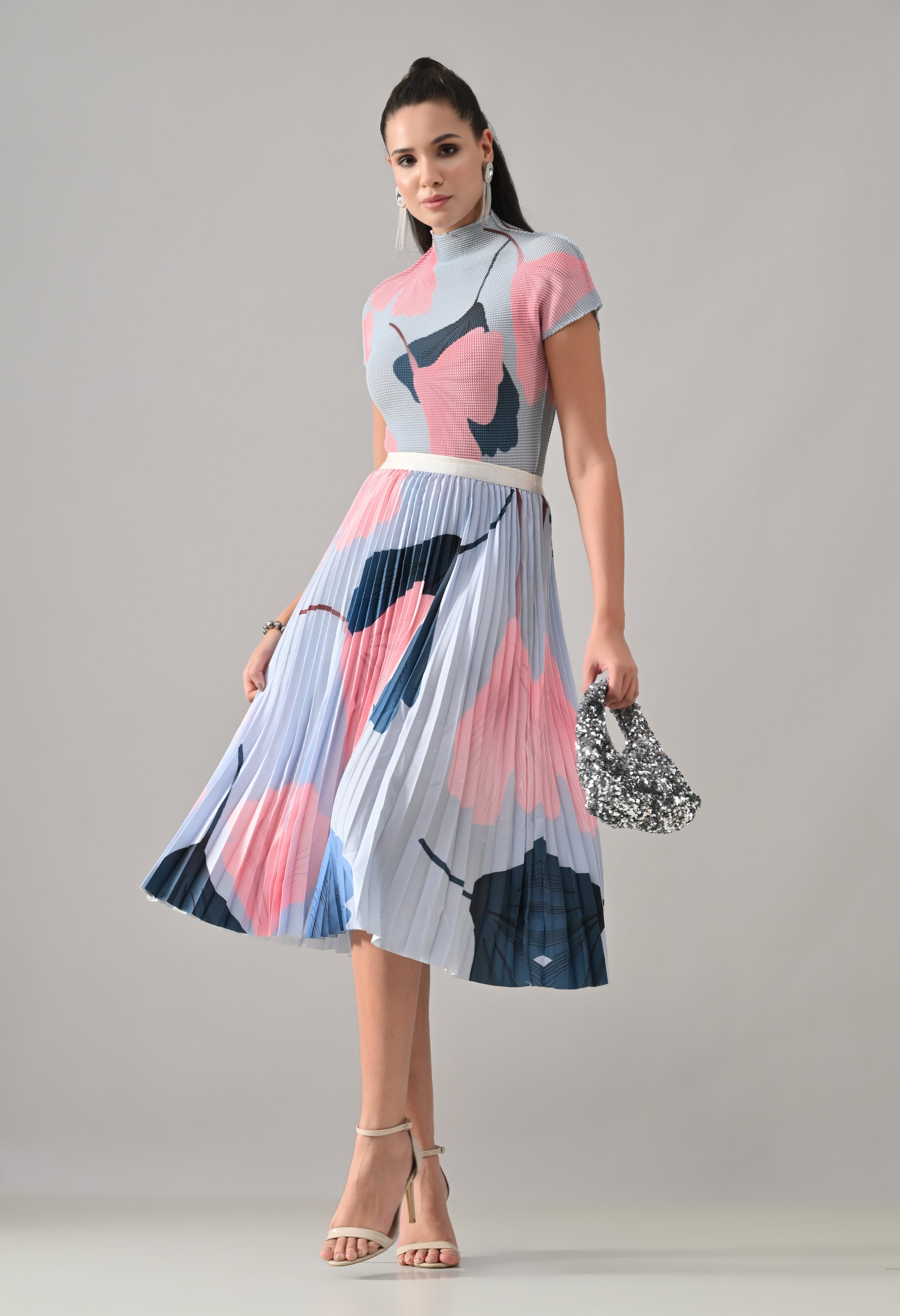 Blue Pleated Co-ord Set