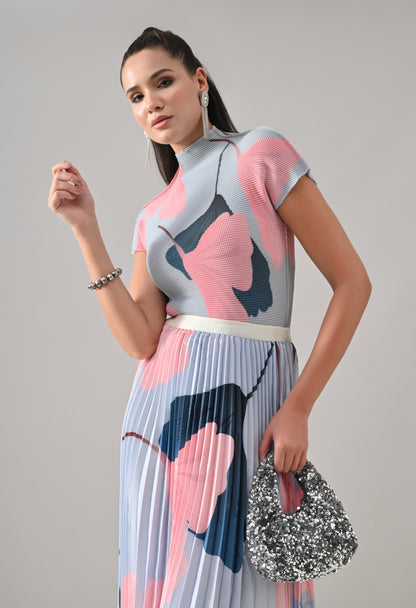 Blue Pleated Co-ord Set