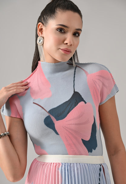 Blue Pleated Co-ord Set