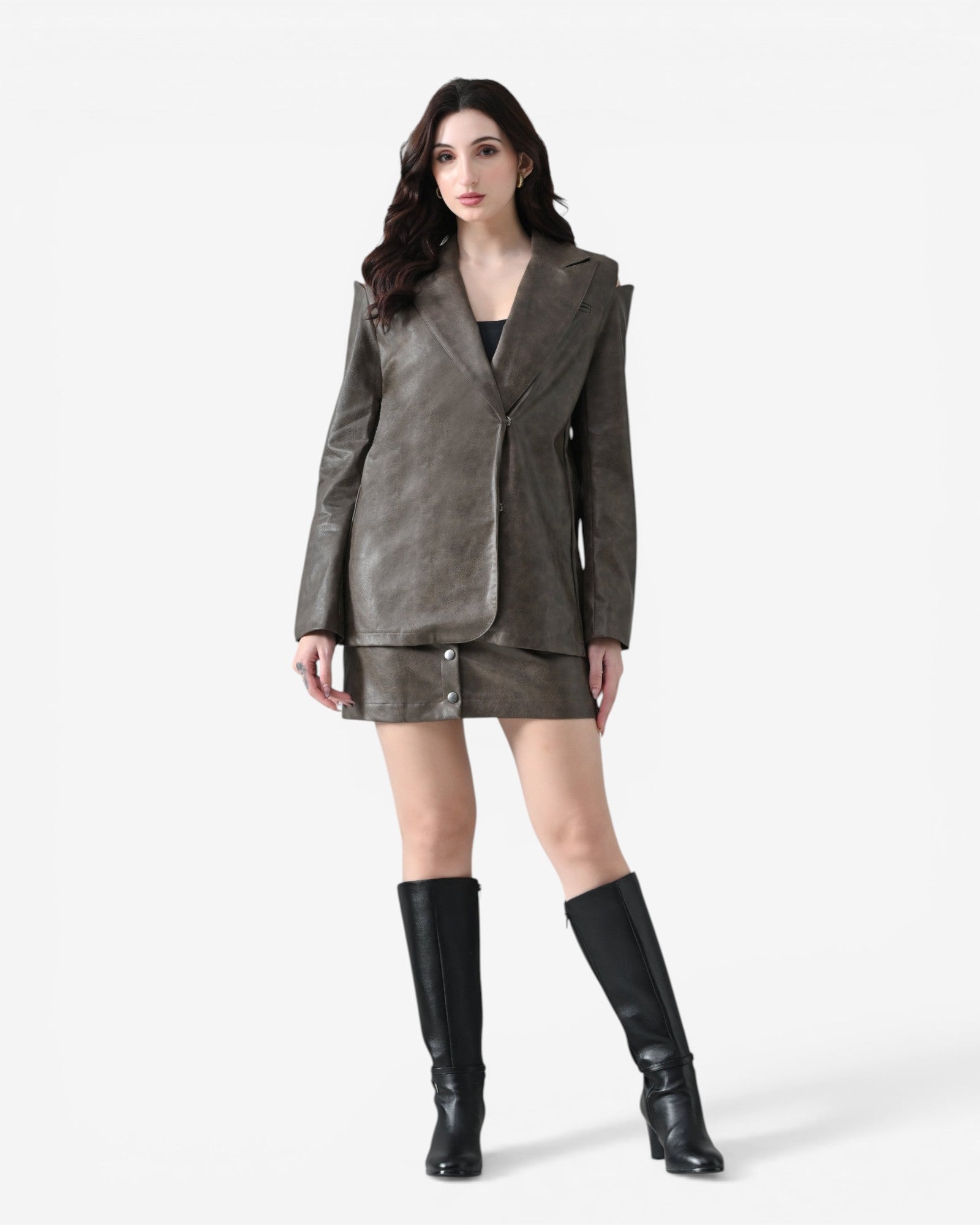 Noir Faux Leather Co-ord Set