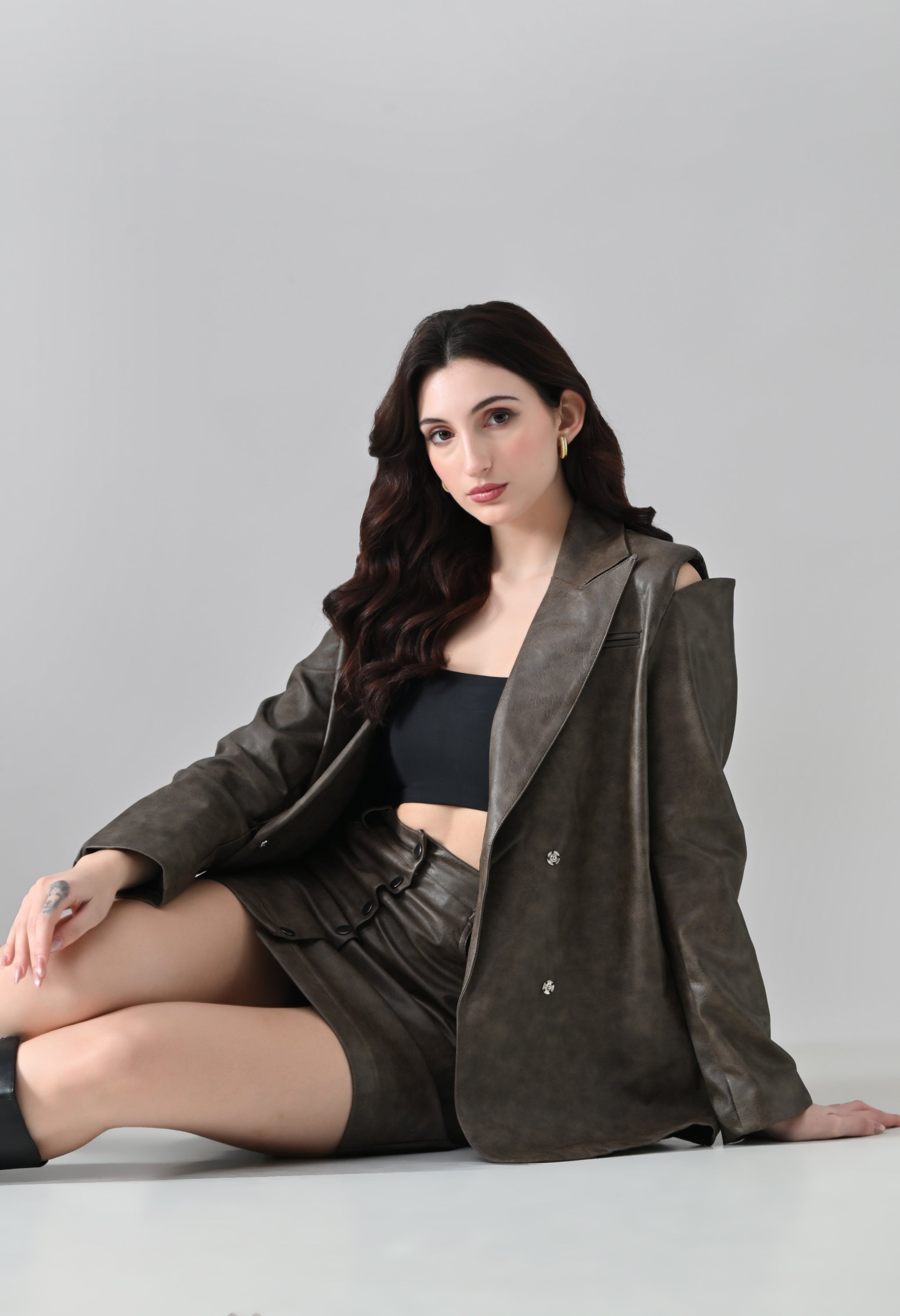 Noir Faux Leather Co-ord Set