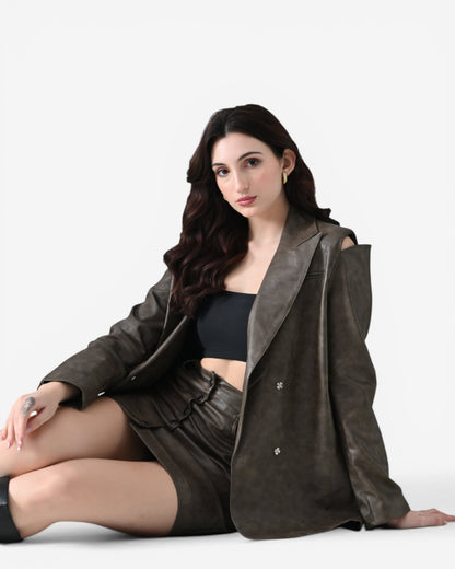 Noir Faux Leather Co-ord Set