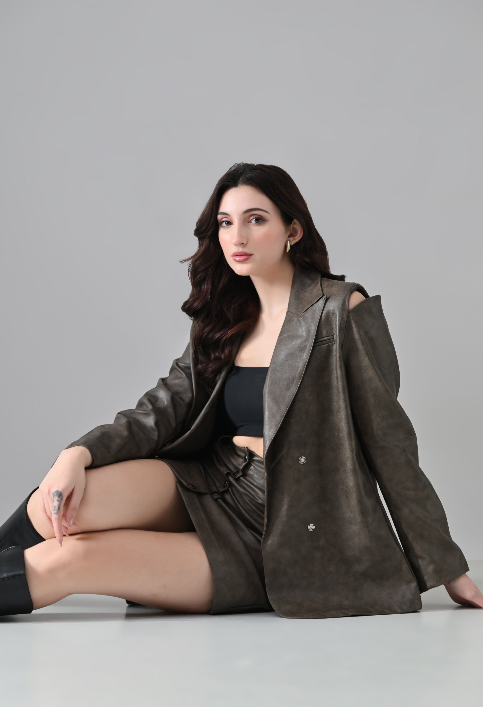 Noir Faux Leather Co-ord Set