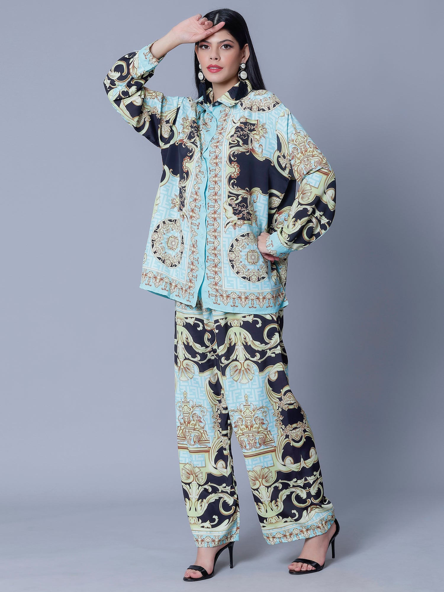 Vintage Printed Two-Piece Set