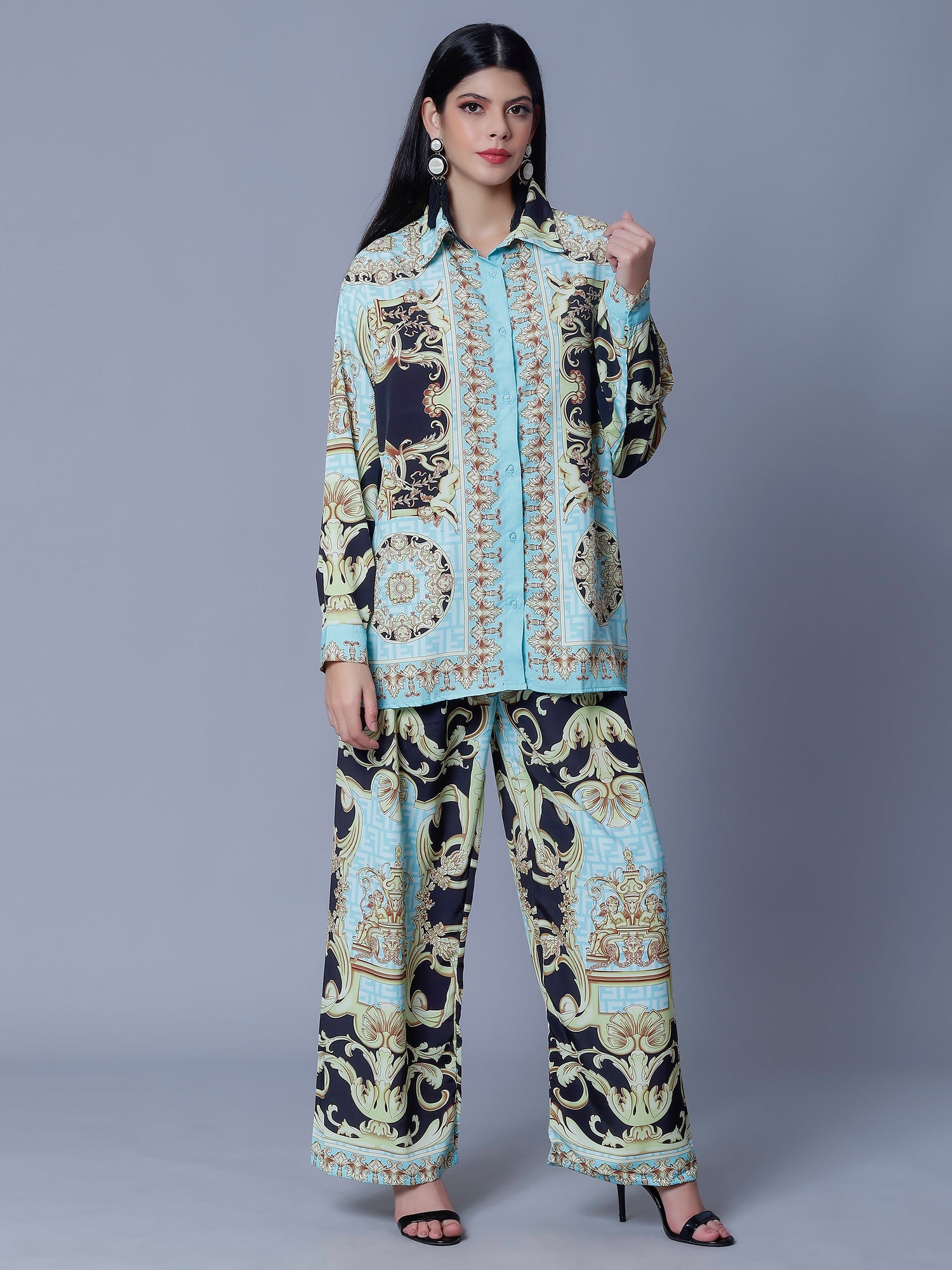 Vintage Printed Two-Piece Set