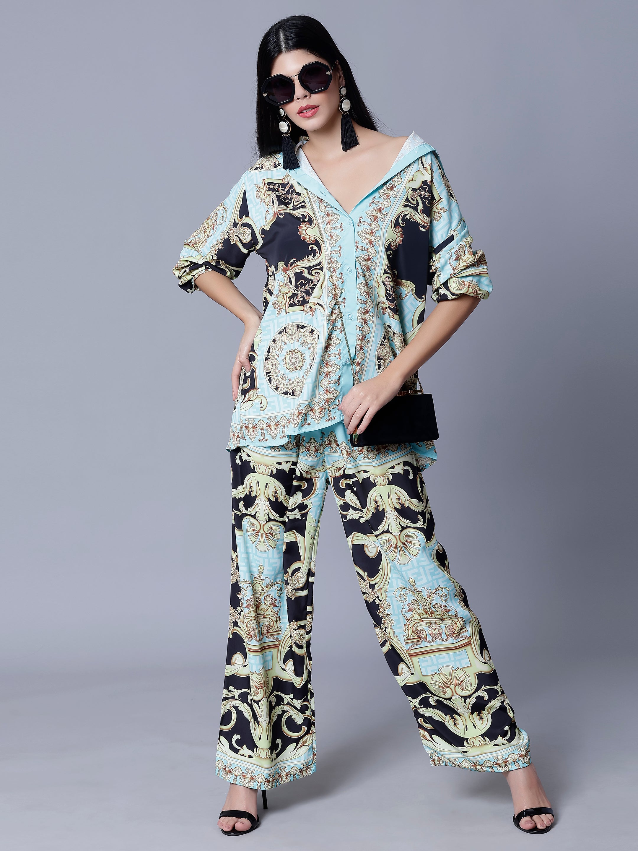 Vintage Printed Two-Piece Set