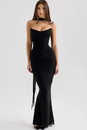 Draped Mesh Corset With Skirt Set