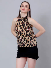Leopard Print Halter Blouse