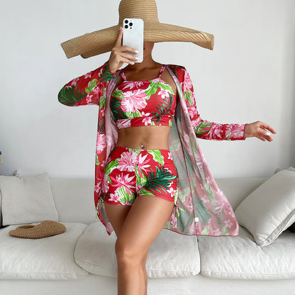 Floral Printed Three Piece Swimwear