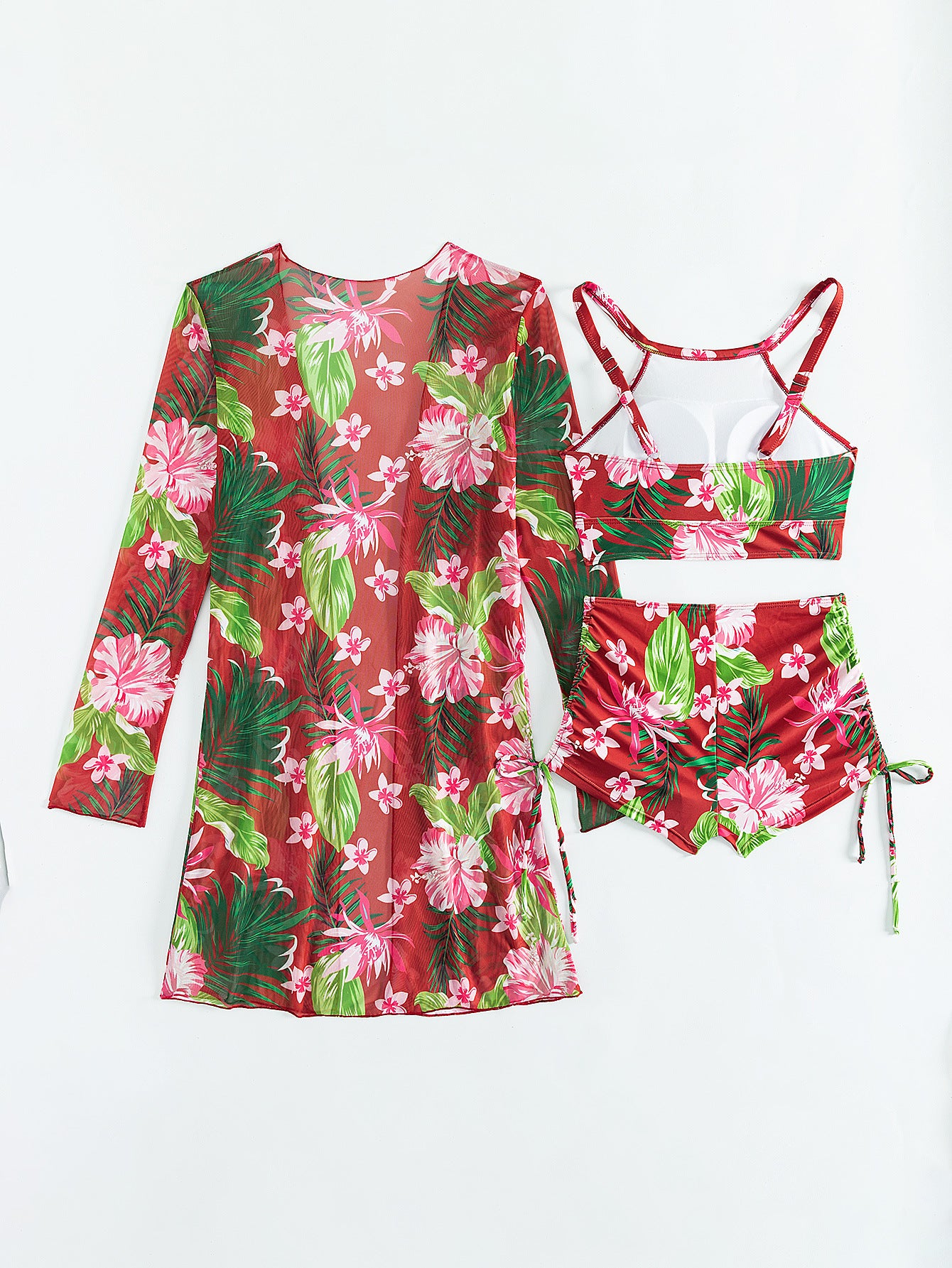 Floral Printed Three Piece Swimwear