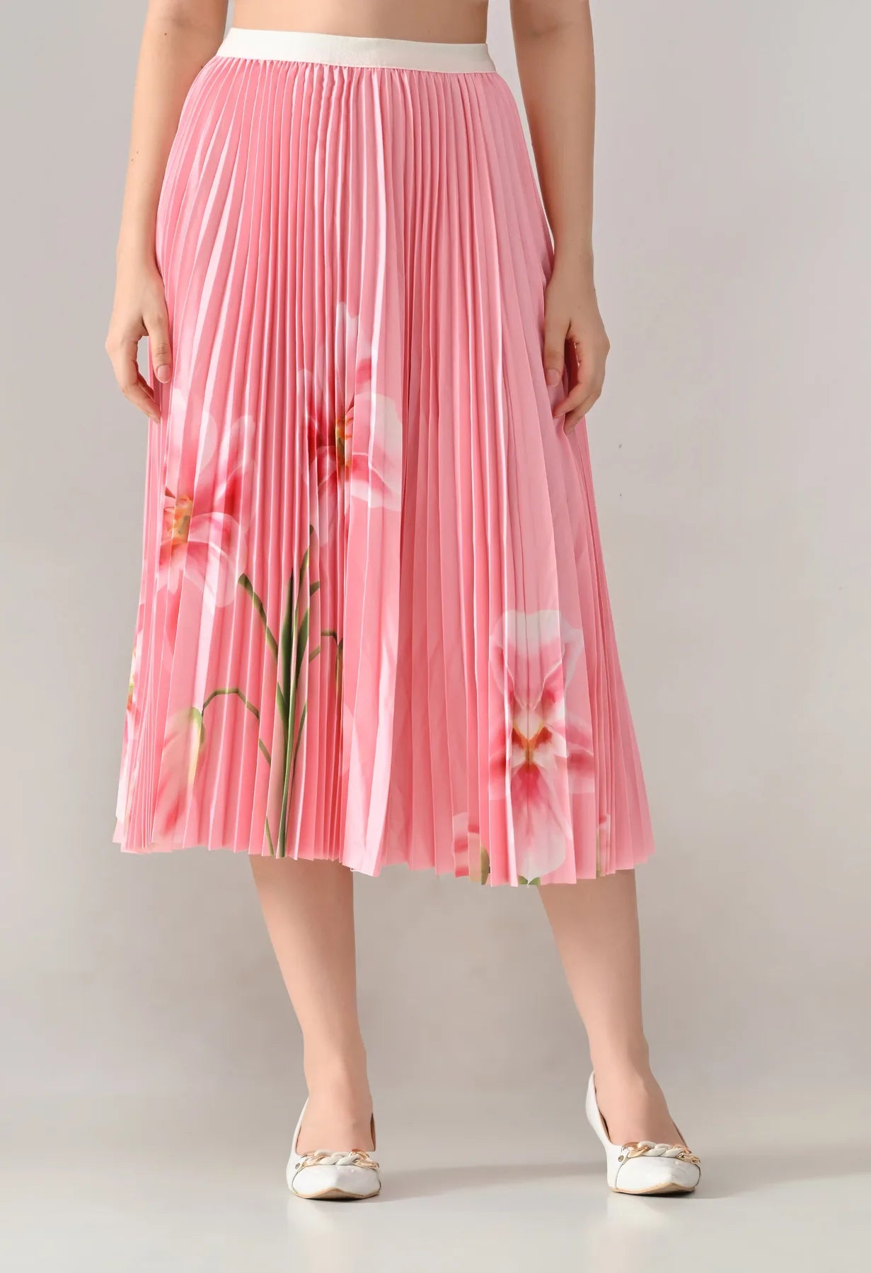 Floral Printed Pleated Two-Piece Set