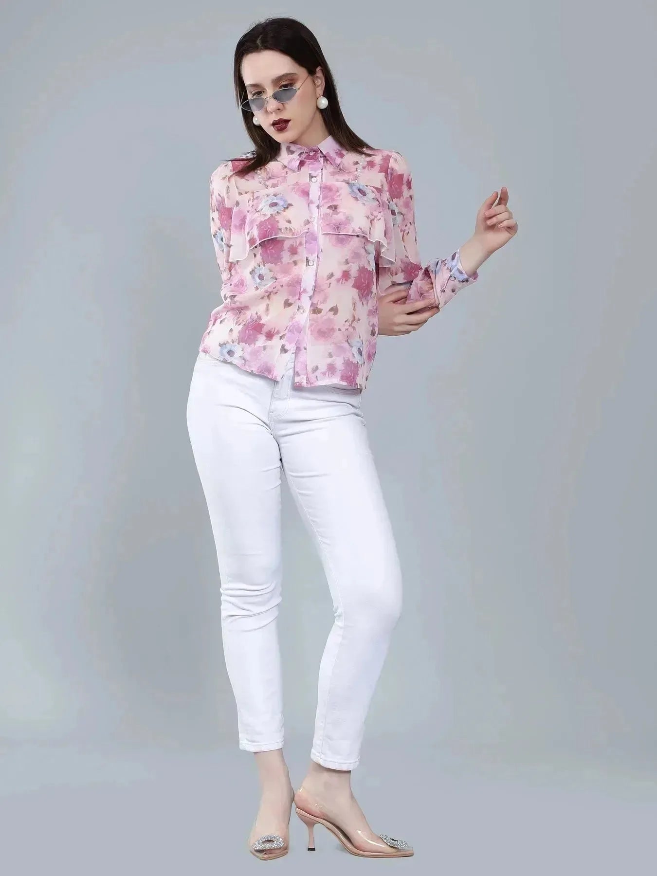 Ruffle Floral Shirt