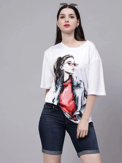 Stylish Girl Graphic Oversized T- Shirt