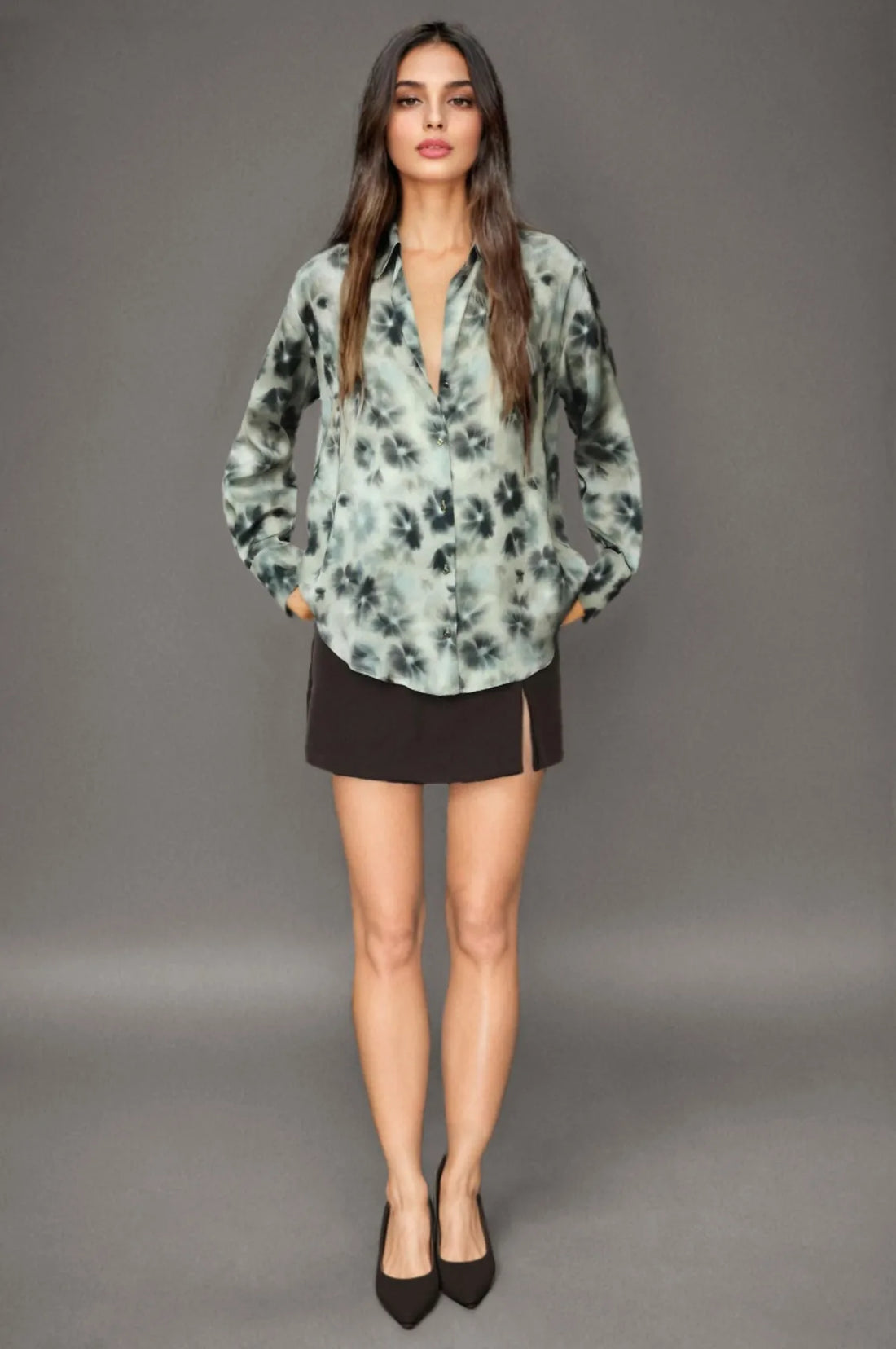Floral Printed Satin Shirt