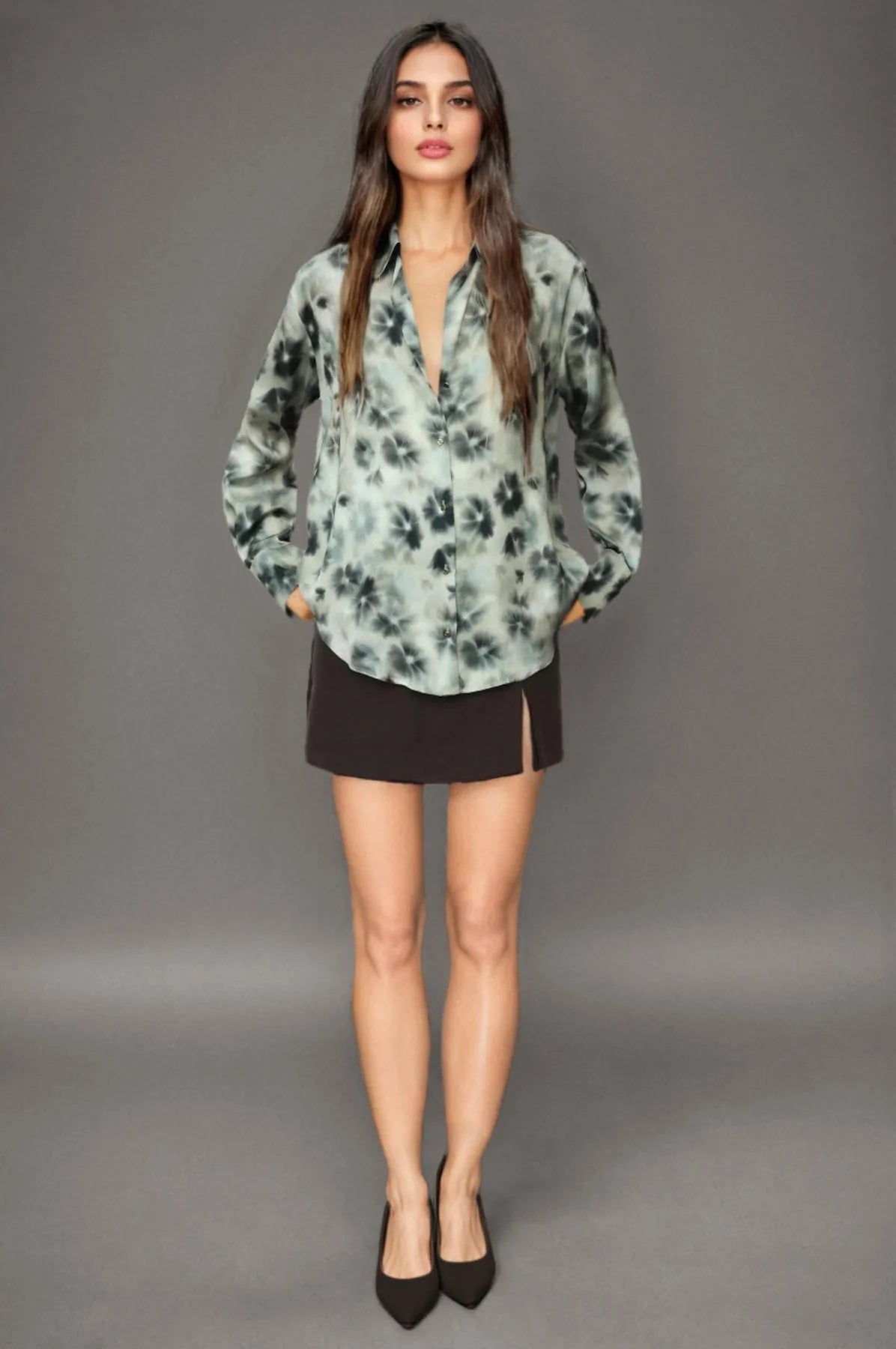 Floral Printed Satin Shirt