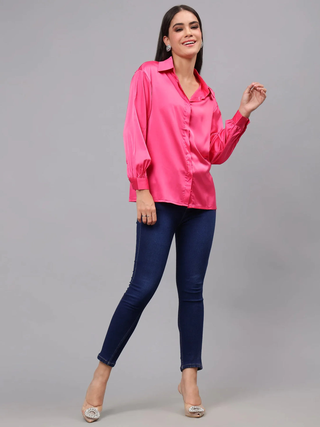 Elegant Ribbon Satin Shirt