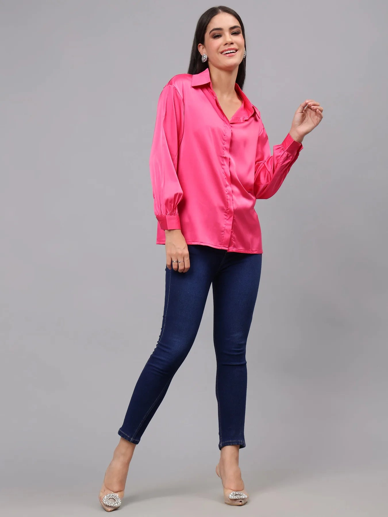 Elegant Ribbon Satin Shirt