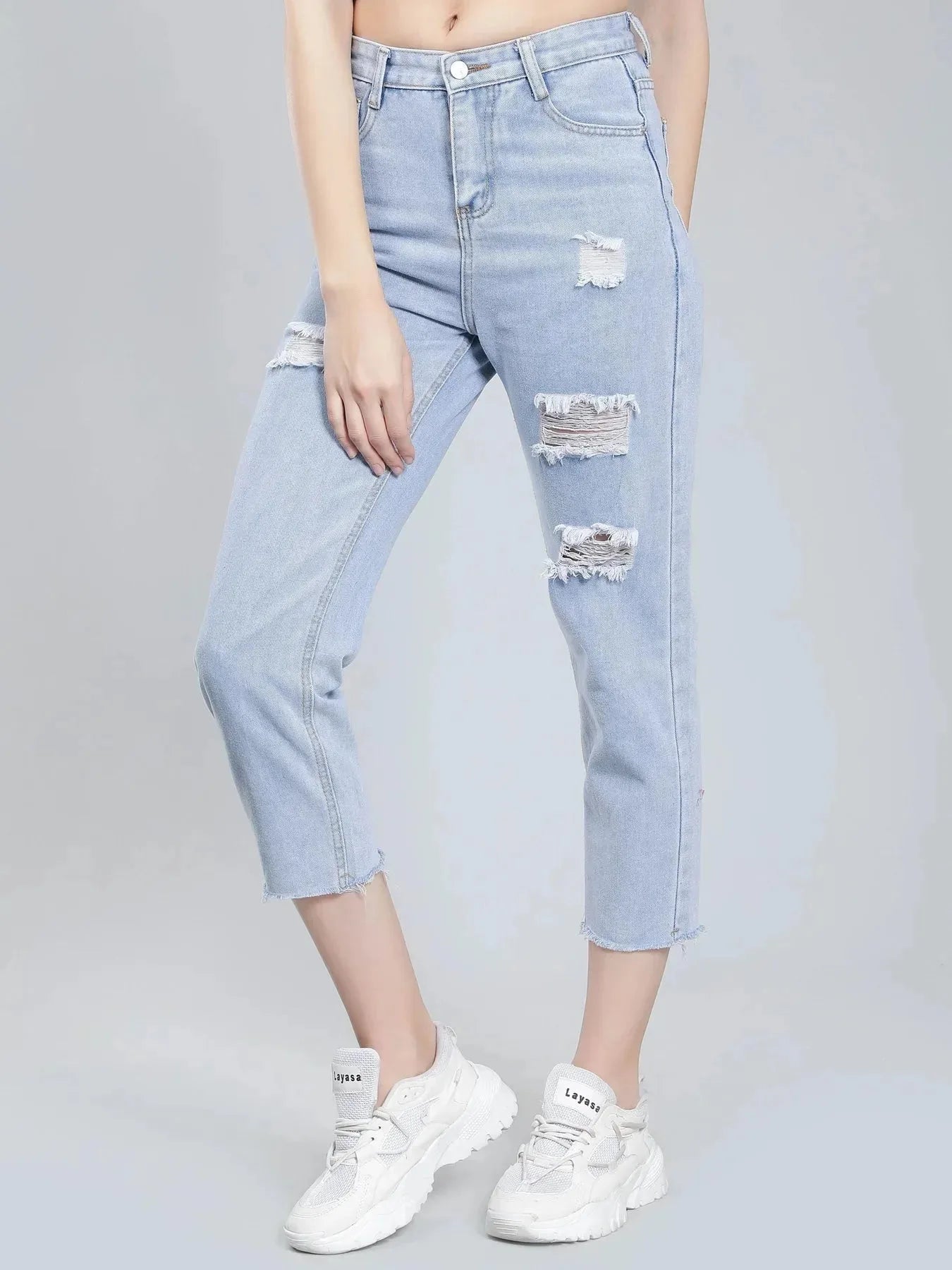 Ripped Crop Jeans