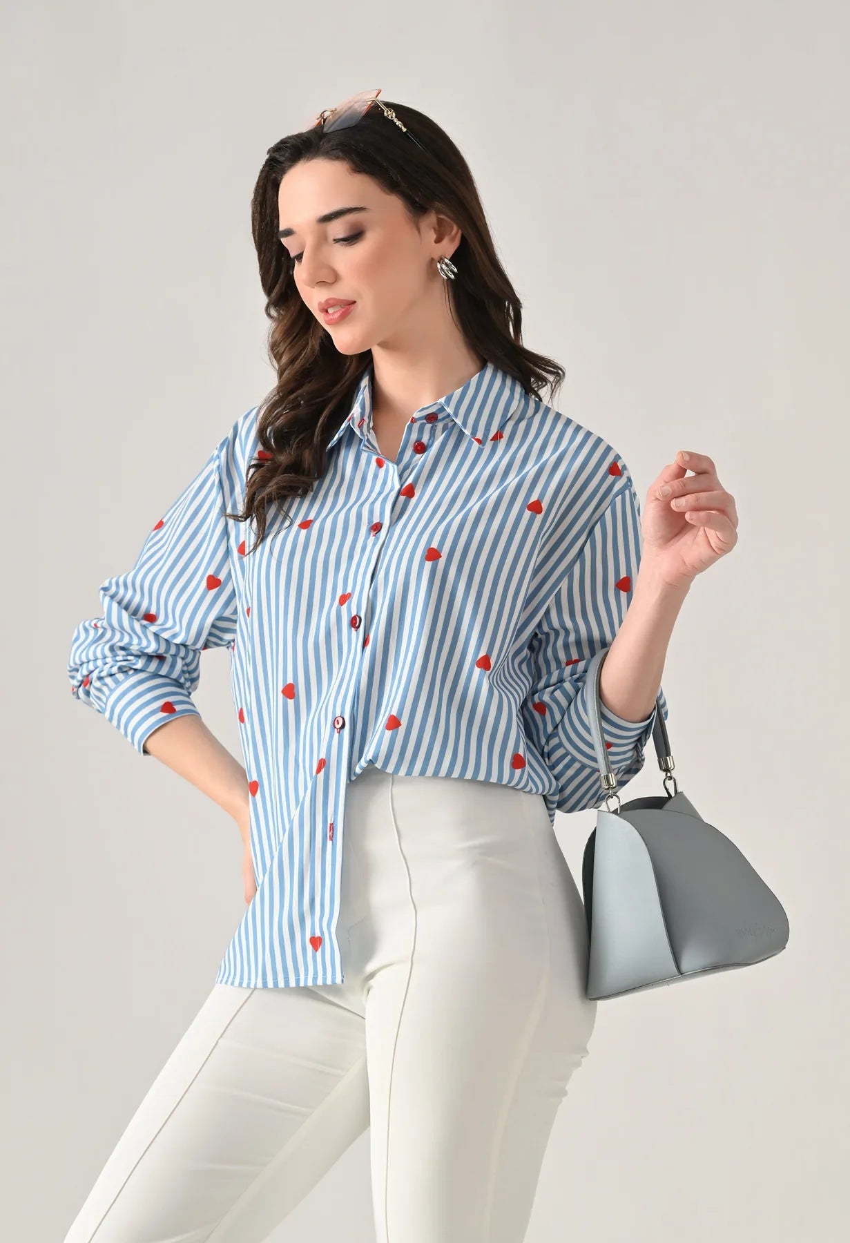 Striped Shirt With Heart Print