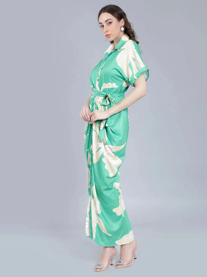 Button Down Ruched Shirt Dress