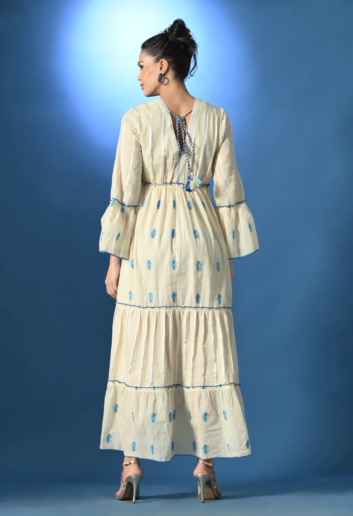 Aurora Jacquard Blue Maxi Dress
