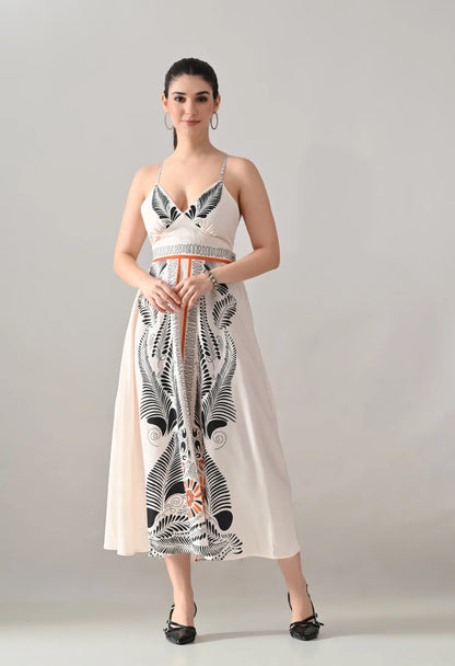 Tropical Bloom Back-Tie Maxi Dress