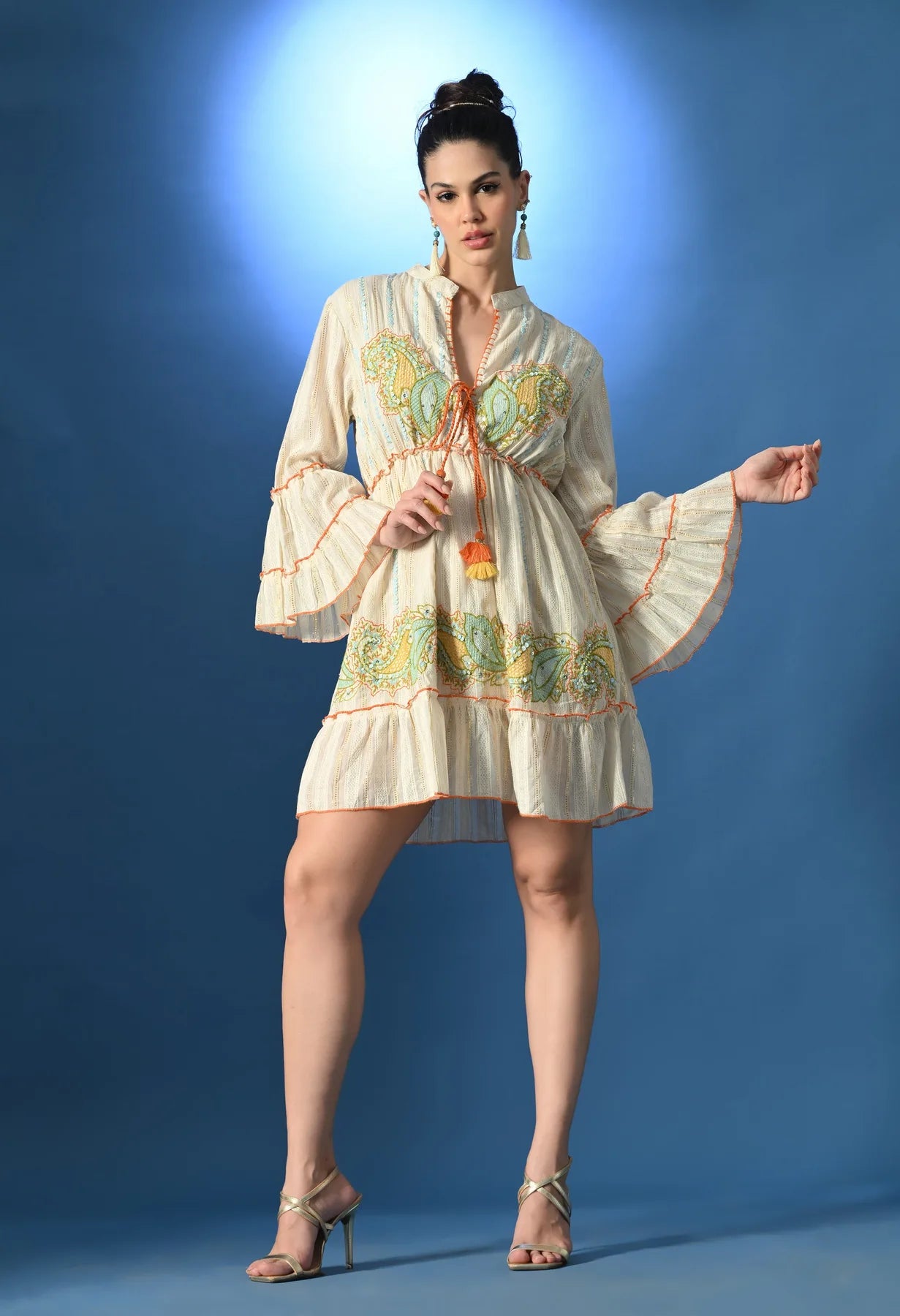 Orange Paisley Charm Short Dress