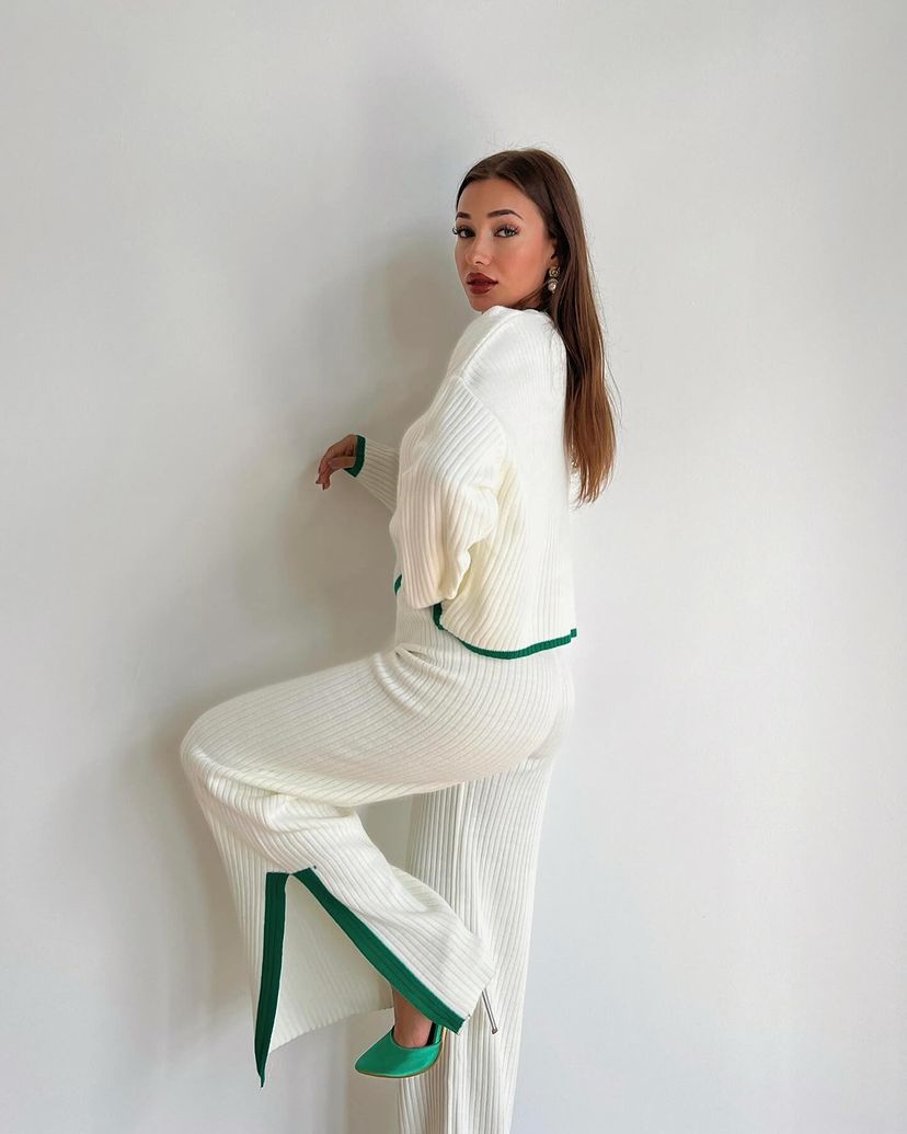 Fashionable Knitted Two Piece Set