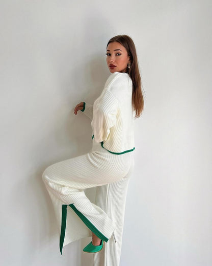 Fashionable Knitted Two Piece Set