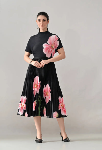 Floral Printed Pleated Two-Piece Set