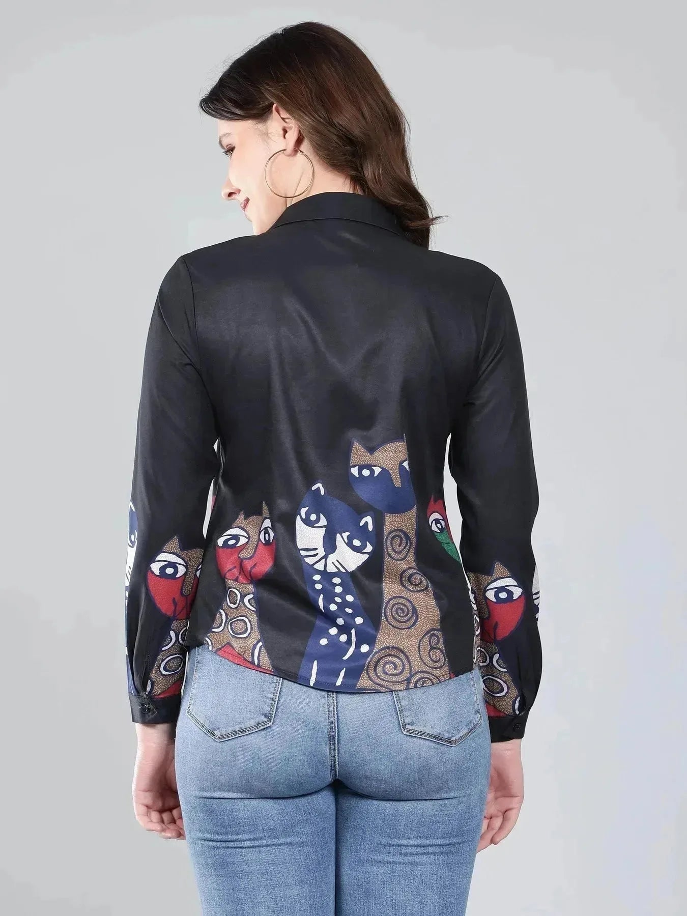 Cartoon Cat Printed Shirt