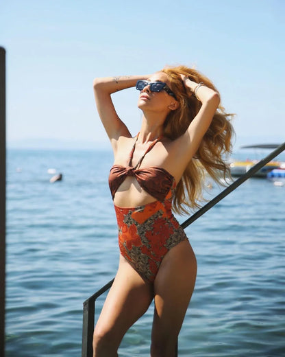 Hollow Out Printed Monokini