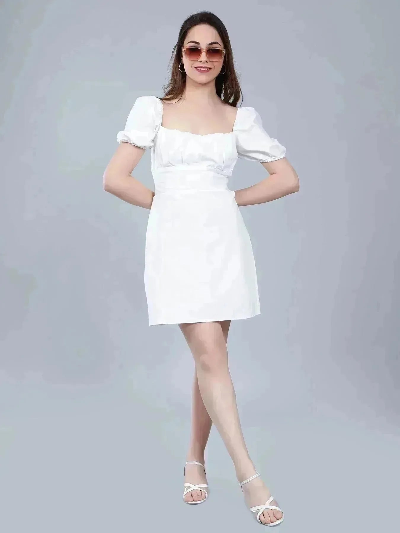 Off Shoulder Puff Sleeves Dress