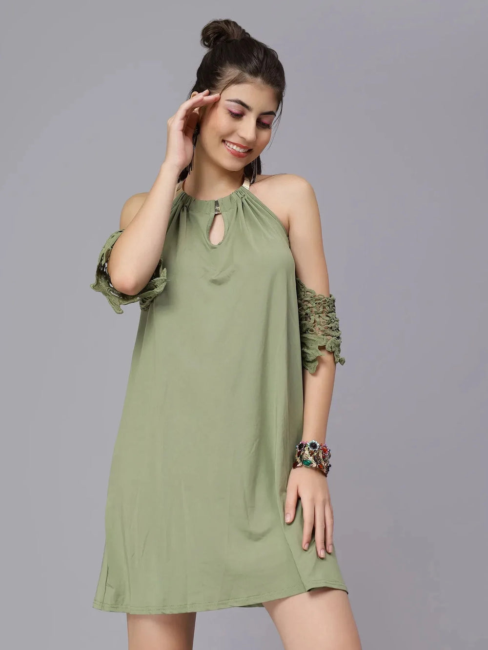 Off-Shoulder Lace Cutout Dress